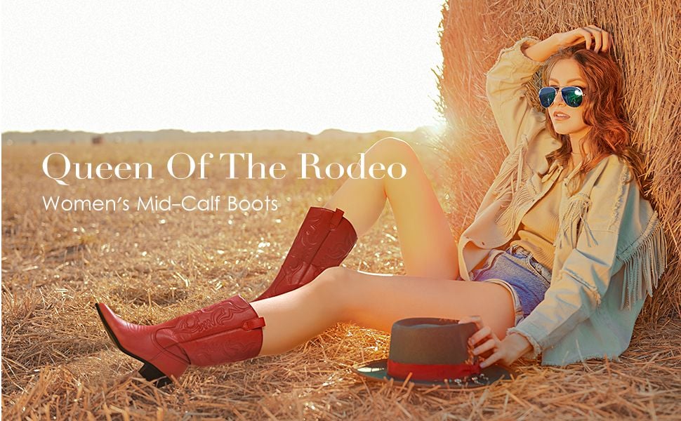 Mid calf cowboy boots womens 2025